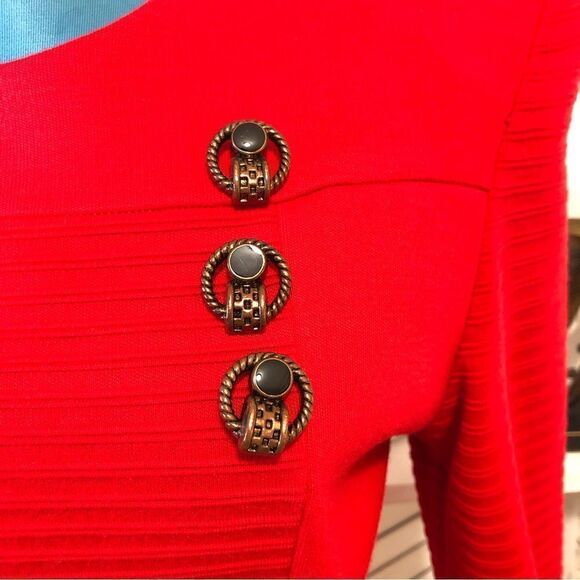 Vintage Red Knit Sweater Dress Size Medium 80s 90s - Picture 3 of 8